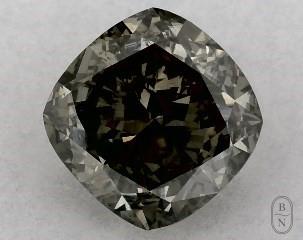 This cushion modified cut 0.92 carat Fancy Gray color si1 clarity has a diamond grading report from GIA